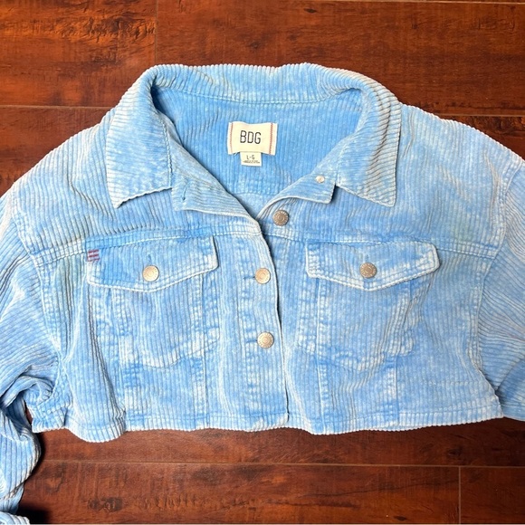 URBAN OUTFITTERS BDG Carissa Corduroy Cropped Jacket Short Blue Size Large - Picture 5 of 10